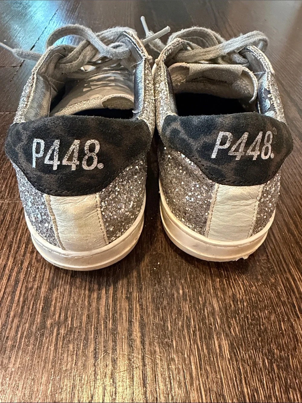 P448 Silver Glitter Low-Top Sneakers -